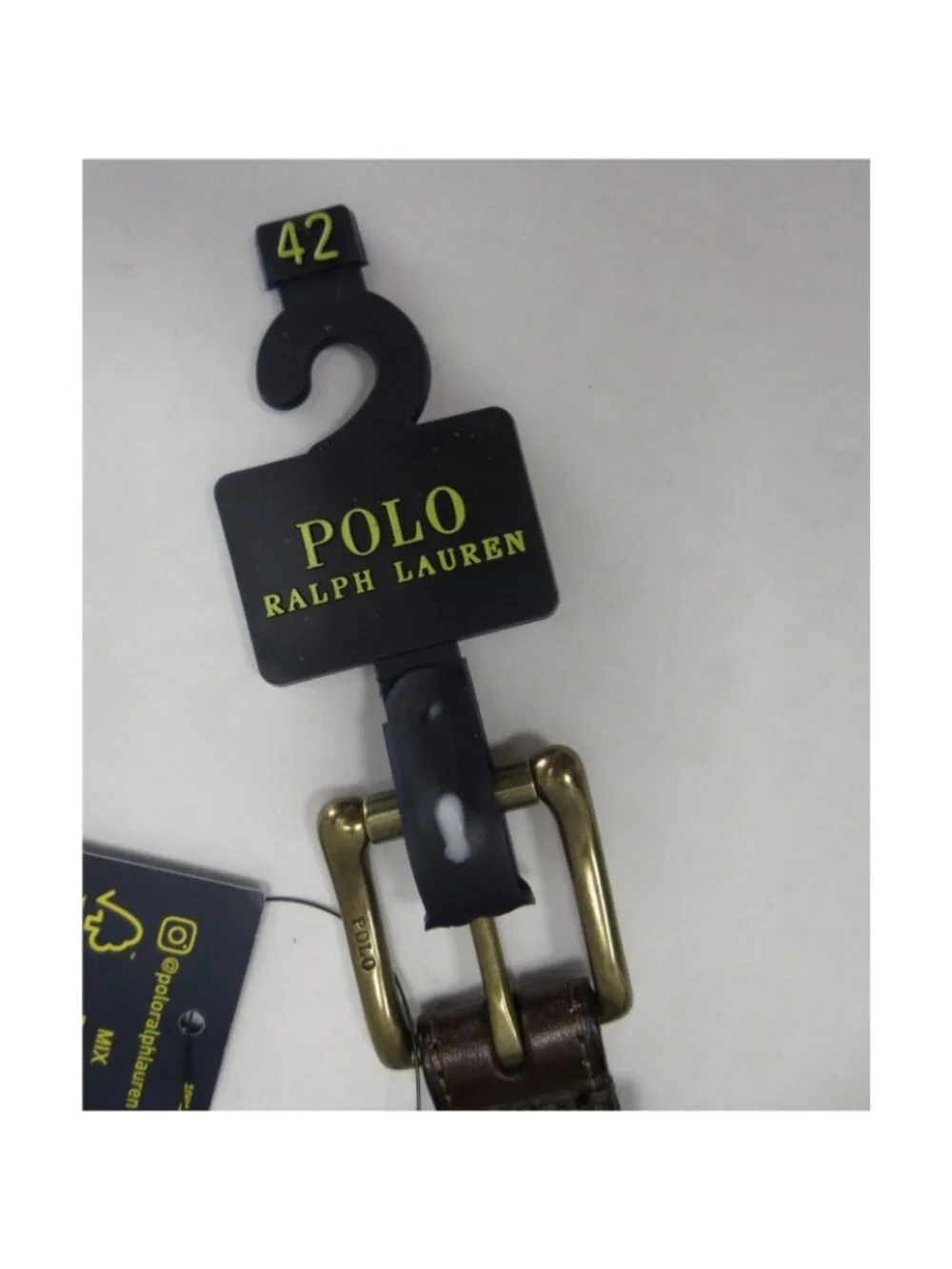 Polo Ralph Lauren Belt 42 Yellow Canvas Leather D Ring Striped Preppy